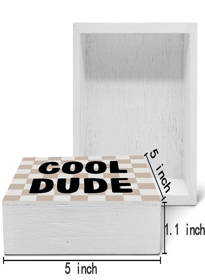 SRADMO Cool Dude Wood Box Sign Desk Decor,Boho Beige Preppy Wooden Block Box Sign Decoration for Teen Boys Bedroom College Dorm Gamer Room Wall Shelf Table Decor - Image 2